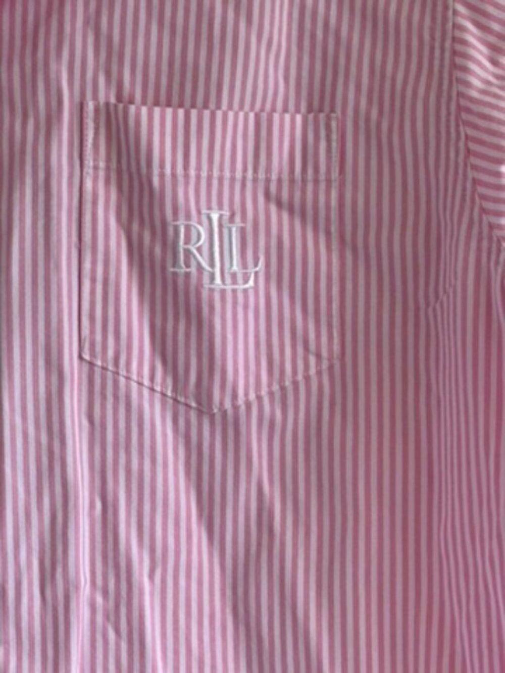 Lauren Ralph Lauren Pink Striped Cotton Poplin Sleep Shirt Women's Size XL - Picture 7 of 12